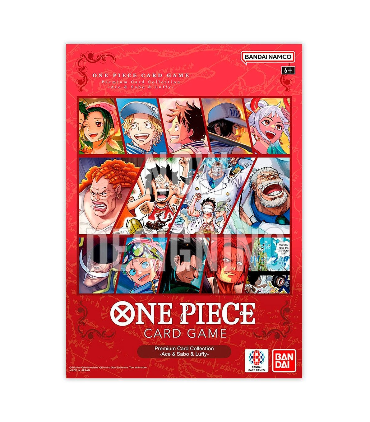 Original versiegelte One Piece Card Game Premium Card Collection Best Selection Ace, Sabo & Luffy, englische Version, Verpackung Frontansicht - DAESU CARDS