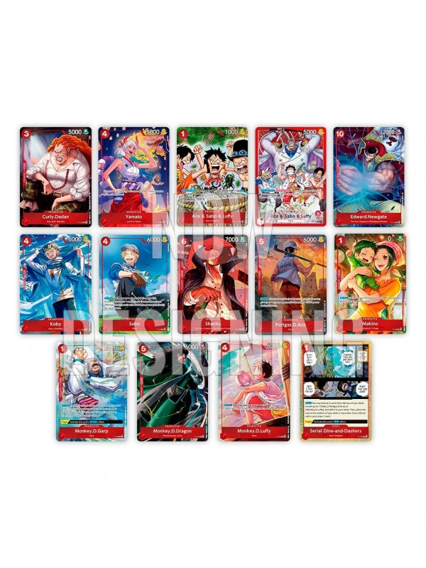 One Piece Card Game Premium Card Collection Best Selection Ace, Sabo & Luffy, Rückansicht der Verpackung - DAESU CARDS